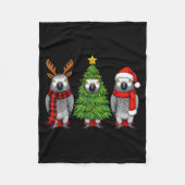 Couverture Polaire Retro Christmas African G Parrot Bird Santa Reinde (Devant)