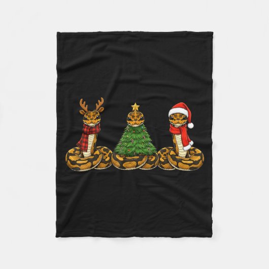 Couverture Polaire Retro Christmas Ball Python Snake Santa Reindeer (Devant)