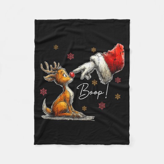 Couverture Polaire Retro Christmas Cartoon Boop, Christmas Reindeer  (Devant)