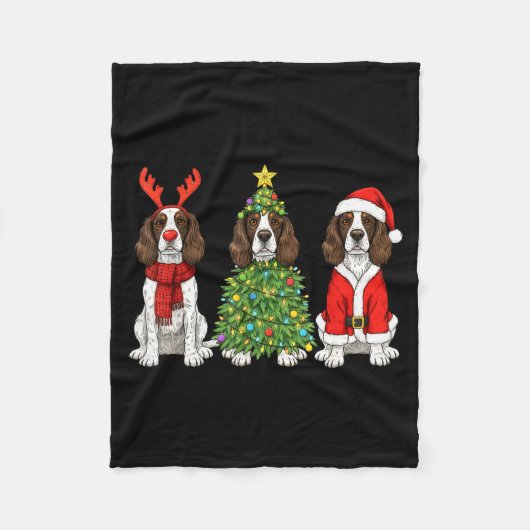 Couverture Polaire Retro Christmas English Springer Spaniel Santa Rei (Devant)