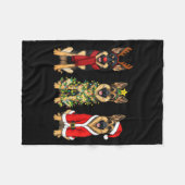 Couverture Polaire Retro Christmas German Shepherd Santa Reindeer Gsd (Devant (Horizontal))