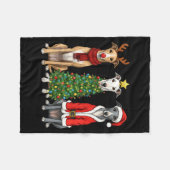 Couverture Polaire Retro Christmas Ghound Santa Reindeer Dog Lover  (Devant (Horizontal))