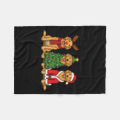 Couverture Polaire Retro Christmas Golden Retriever Santa Reindeer Do (Devant (Horizontal))