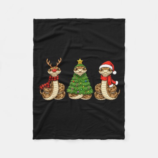 Couverture Polaire Retro Christmas Hognose Snake Santa Reindeer (Devant)