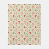 Couverture Polaire Retro Christmas Ornament Pink, Red, Green  (Devant)