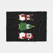 Couverture Polaire Retro Christmas Penguin Santa Reindeer (Devant (Horizontal))