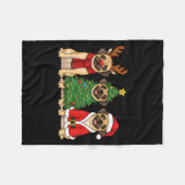 Couverture Polaire Retro Christmas Puggle Santa Reindeer Dog Lover (Devant (Horizontal))