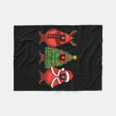 Couverture Polaire Retro Christmas Red Cardinal Bird Santa Reindeer (Devant (Horizontal))