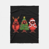 Couverture Polaire Retro Christmas Red Cardinal Bird Santa Reindeer (Devant)