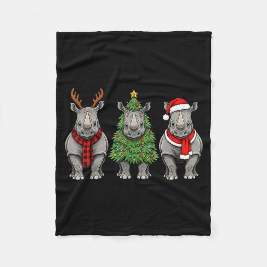 Couverture Polaire Retro Christmas Rhino Santa Reindeer Safari Animal (Devant)