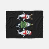 Couverture Polaire Retro Christmas Shark Santa Reindeer (Devant (Horizontal))