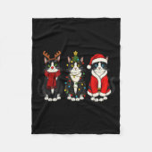 Couverture Polaire Retro Christmas Tuxedo Cat Santa Reindeer  (Devant)