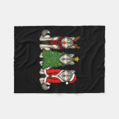 Couverture Polaire Retro Christmas Wolf Santa Reindeer  (Devant (Horizontal))