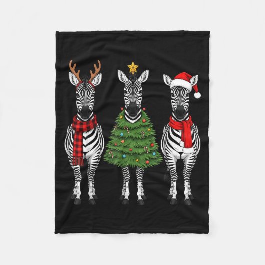 Couverture Polaire Retro Christmas Zebra Santa Reindeer Safari Animal (Devant)