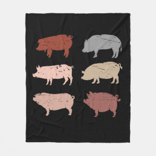 Couverture Polaire Retro Cochon Lover Animaux de la ferme Porc Vintag