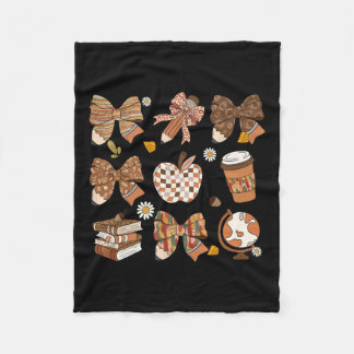 Couverture Polaire Retro Coquette Bow enseignant livre de café Thanks
