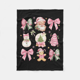 Couverture Polaire Retro Coquette Bow Nk Christmas Tree Snowman Xmas 