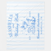 Couverture Polaire Retro Coquillages Bleus & Cloches de Mariage Enter (Devant)
