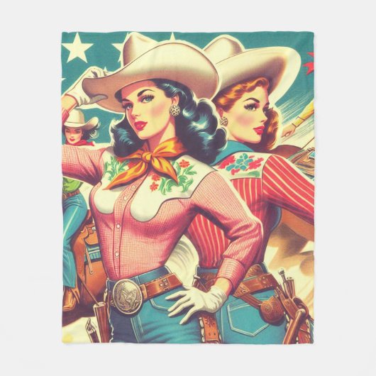 Couverture Polaire Retro Cowgirls Pin-ups (Devant)