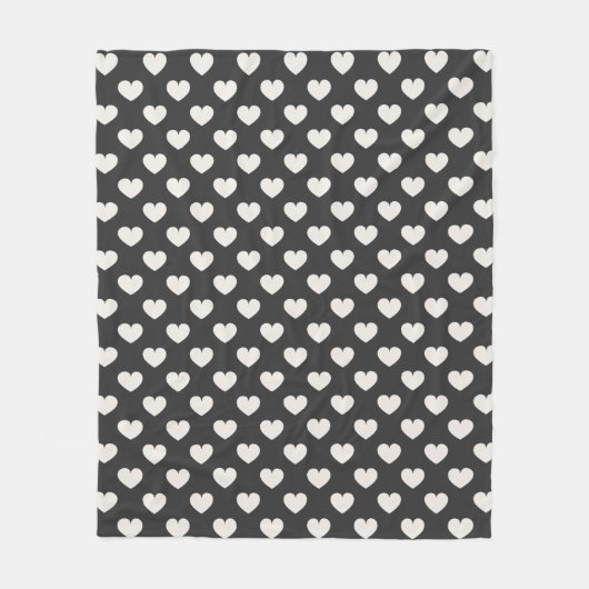 Couverture Polaire Retro Cute Black and White Hearts Pattern (Devant)