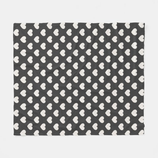 Couverture Polaire Retro Cute Black and White Hearts Pattern (Devant (Horizontal))