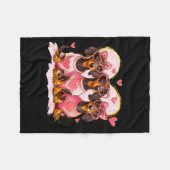 Couverture Polaire Retro Dachshund With Heart Sungles Valentine's Day (Devant (Horizontal))