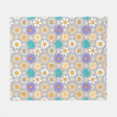 Couverture Polaire Retro Daisy Motif Simple.01. Gray BG (Devant (Horizontal))