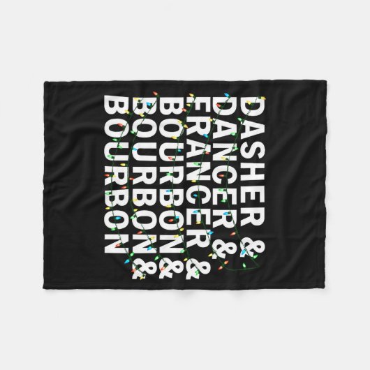 Couverture Polaire Retro Dasher Dancer Prancer Bourbon Christmas Funn (Devant (Horizontal))