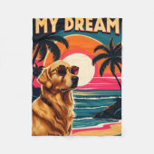 Couverture Polaire Retro Dog Sunglasses Vintage Sunset Beach  (Devant)