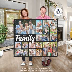 Couverture Polaire Retro FAMILY 16 Photo Collage Couleurs personnalis
