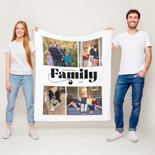 Couverture Polaire Retro Family 4 Photo Collage (En situation)