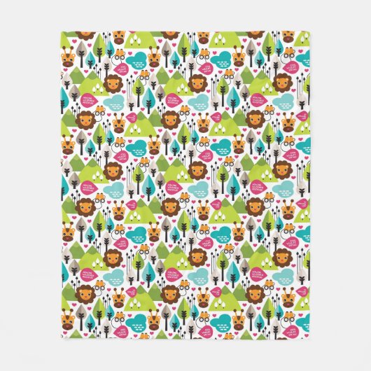 Couverture Polaire rétro faune de lion de safari d'enfants (Devant)