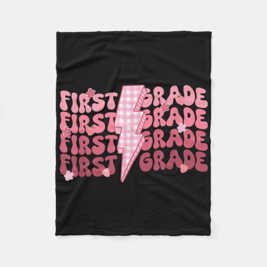 Couverture Polaire Retro First Grade Teacher Lightning Bolt First Day (Devant)