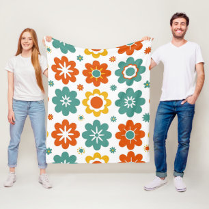 Couverture Polaire Rétro Fleur Géométrique Pouvoir des Années 70 Bohè