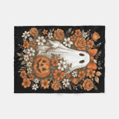 Couverture Polaire Retro Floral Ghost mignon Citrouille Automne Hallo (Devant (Horizontal))