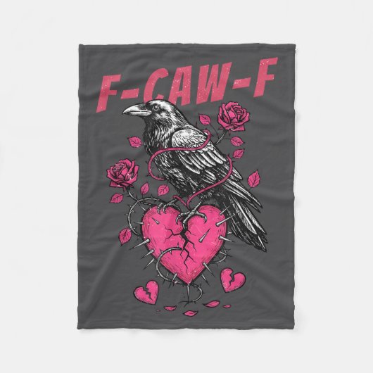 Couverture Polaire Retro Floral Heart Raven F-caw-f Anti Valentin's D (Devant)