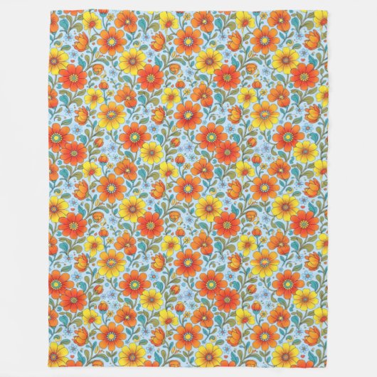 Couverture Polaire Retro Floral Seamless Pattern Fleece Blanket (Devant)