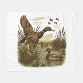 Couverture Polaire Retro-Flying-Mallard-Duck-Hunting (Devant (Horizontal))