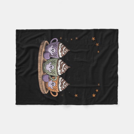 Couverture Polaire Retro Freshly Boo'd Coffee Lovers Boujee Ghost Hal (Devant (Horizontal))