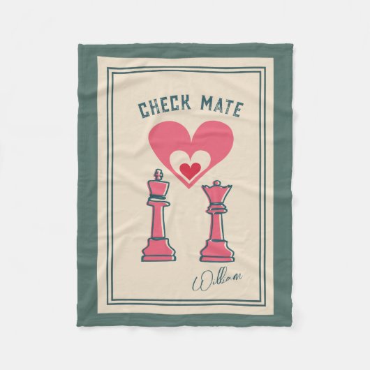 Couverture Polaire Retro Fun Valentine's Day cadeaux Checkmate Chess (Devant)