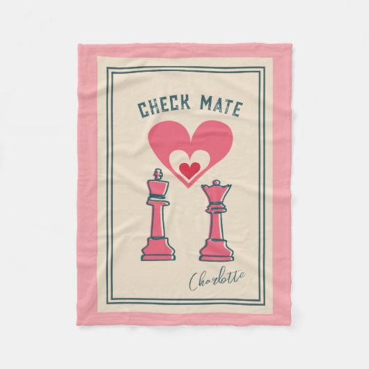 Couverture Polaire Retro Fun Valentine's Day cadeaux Checkmate Chess (Devant)