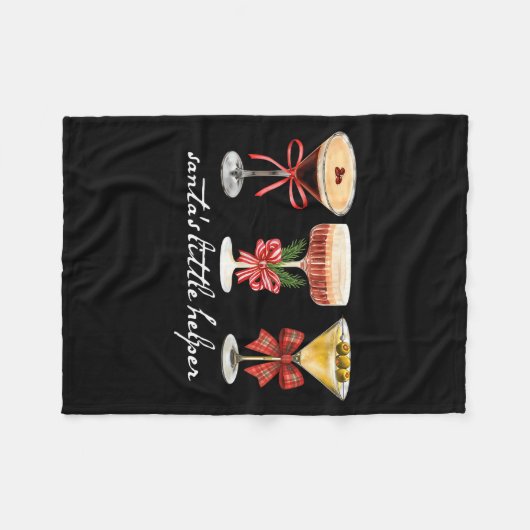 Couverture Polaire Retro Funny Santa's Little Helper Martini Merry Ch (Devant (Horizontal))