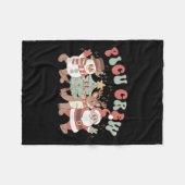 Couverture Polaire Retro Groovy Cu Nurse Christmas Tree Snowman Reind (Devant (Horizontal))