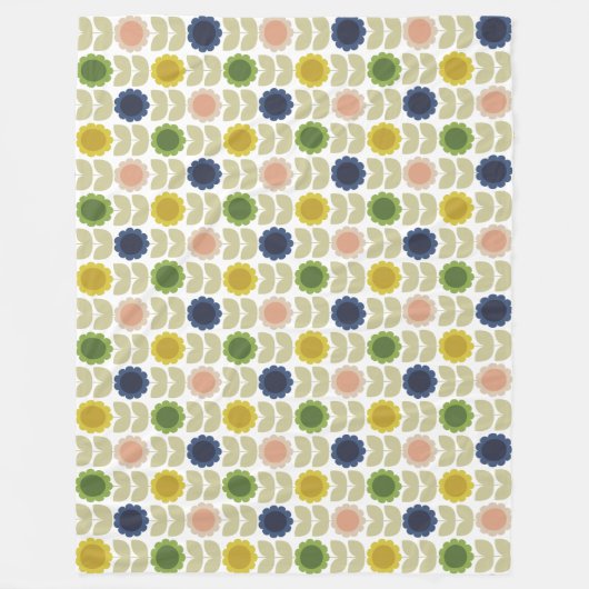 Couverture Polaire Retro Groovy Summer Flowers Stems (Devant)