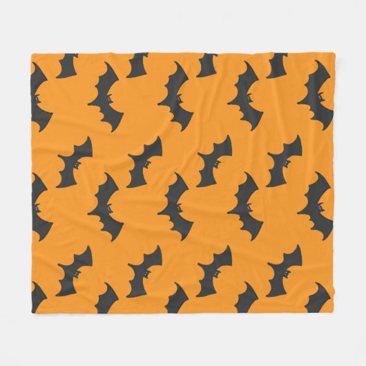 Couverture Polaire Rétro Halloween chauves-souris Graphisme Orange Ci (Devant (Horizontal))