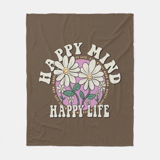 Couverture Polaire Retro Happy Mind Happy Life (Devant)