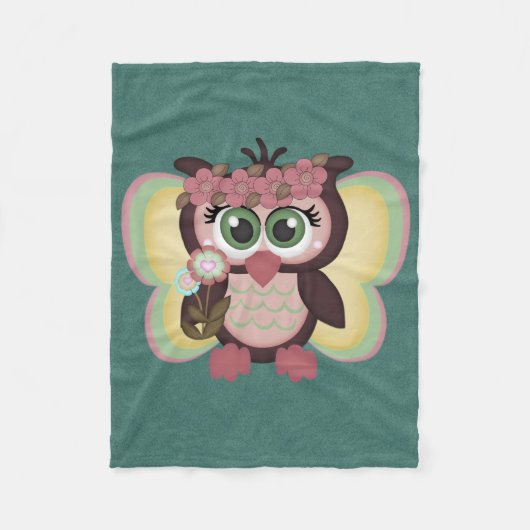 Couverture Polaire Rétro hibou fait sur commande coloré (Devant)