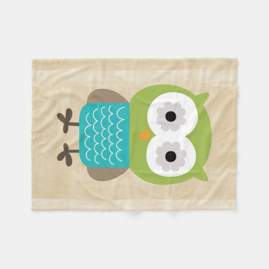 Couverture Polaire Rétro hibou fait sur commande rustique (Devant (Horizontal))