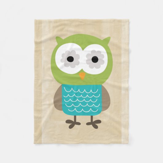 Couverture Polaire Rétro hibou fait sur commande rustique (Devant)