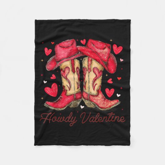 Couverture Polaire Retro Howdy Valentine Cowboy Boots Western Valenti (Devant)